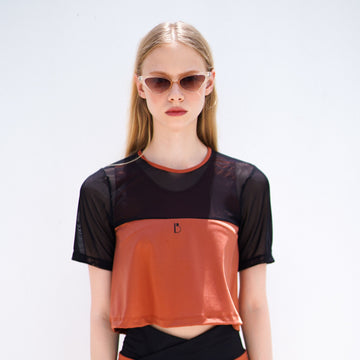 Essential Two-Tone Cropped Tee - COPPER