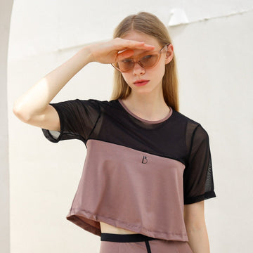 Essential Two-Tone Cropped Tee - MAUVE