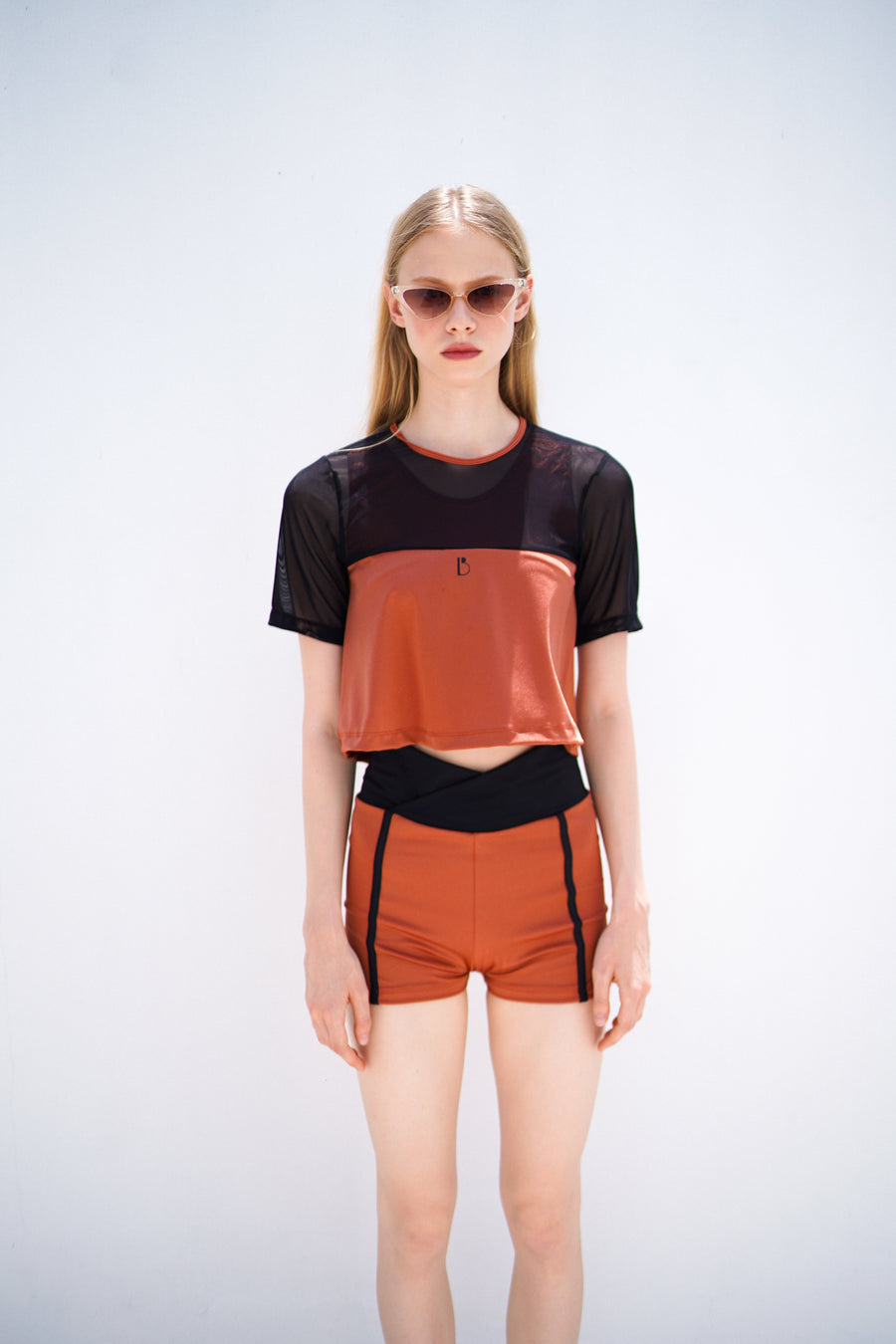 Essential Two-Tone Cropped Tee - COPPER